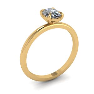 Classic Oval Diamond Solitaire Ring Yellow Gold - Photo 3