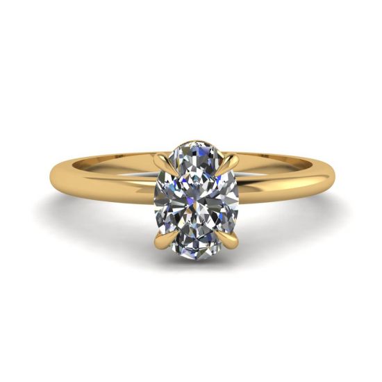 Classic Oval Diamond Solitaire Ring Yellow Gold, Enlarge image 1