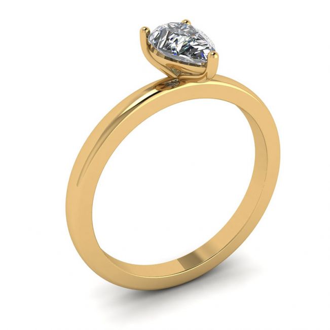 Classic Pear Diamond Solitaire Ring Yellow Gold - Photo 3