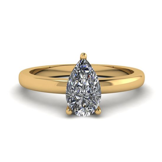 Classic Pear Diamond Solitaire Ring Yellow Gold