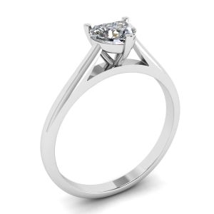 Classic Heart Diamond Solitaire Ring White Gold - Photo 3
