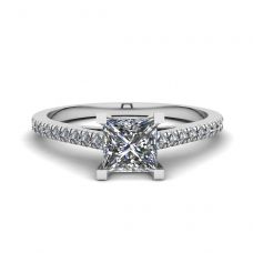 Princess Cut Scalloped Pave Engagement Ring