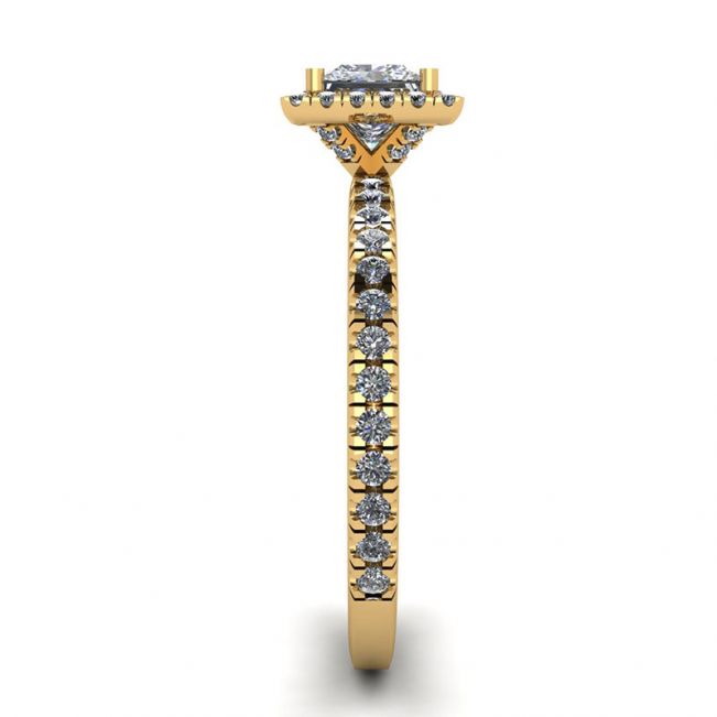 Princess-Cut Floating Halo Diamond Engagement Ring Yellow Gold - Photo 2