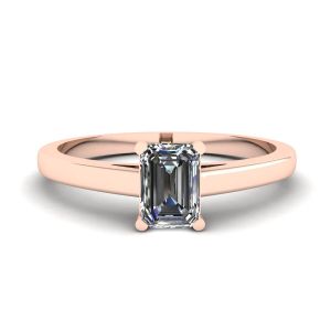 Classic Emerald Cut Diamond Solitaire Ring  Rose Gold