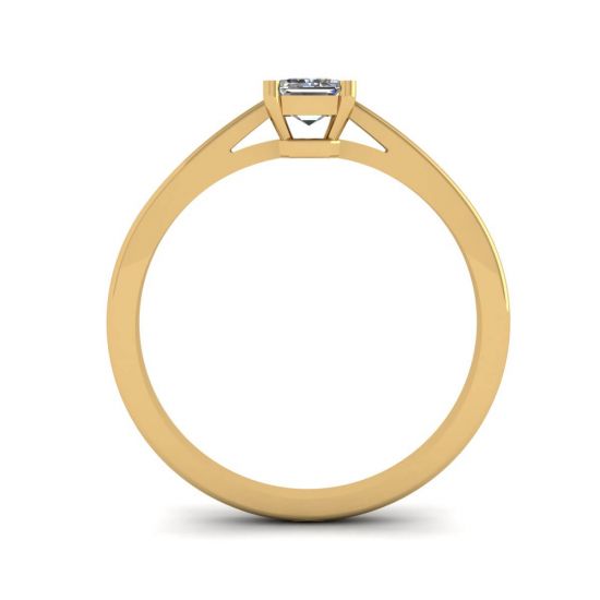Classic Emerald Cut Diamond Solitaire Ring  Yellow Gold,  Enlarge image 2