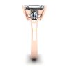Three-Stone Emerald and Baguette Diamond Engagement Ring Rose Gold, Image 3