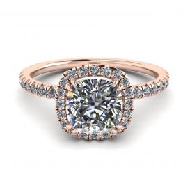 Cushion Diamond Halo Engagement Ring  Rose Gold Cushion Diamond Halo Engagement Ring  Rose Gold