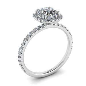 Cushion Diamond Halo Engagement Ring - Photo 3