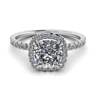 Cushion Diamond Halo Engagement Ring