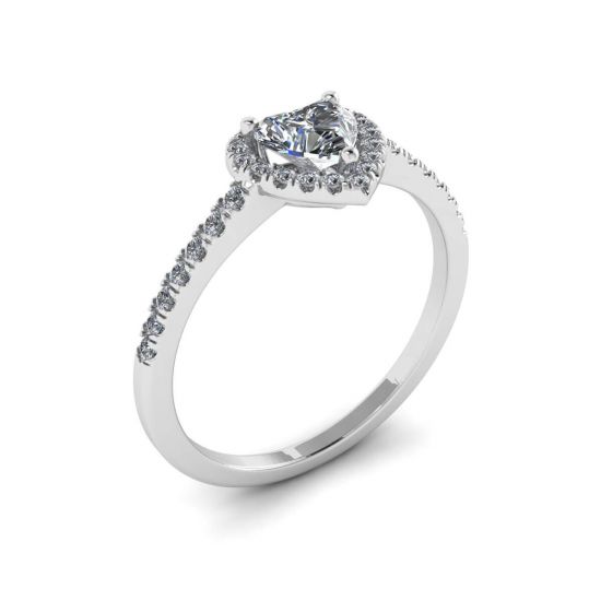 Heart Diamond Halo Halo Engagement Ring,  Enlarge image 4