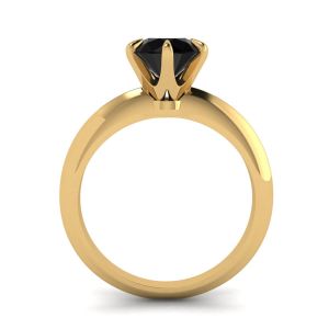 Engagement Ring Yellow Gold  1 carat Black Diamond  - Photo 1