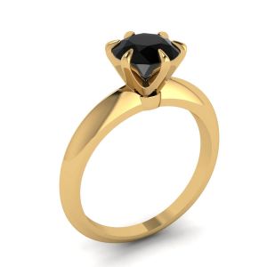 Engagement Ring Yellow Gold  1 carat Black Diamond  - Photo 3
