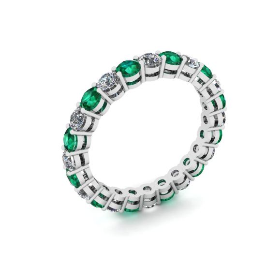Classic 3 mm Emerald and Diamond Eternity Ring,  Enlarge image 4
