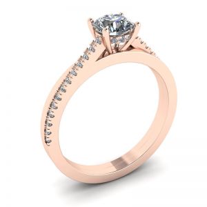 Asymmetrical Side Pave Engagement Ring Rose Gold - Photo 3