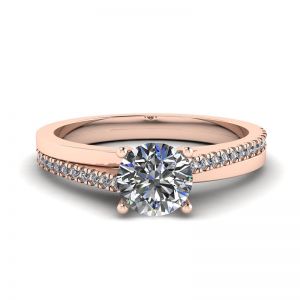 Asymmetrical Side Pave Engagement Ring Rose Gold