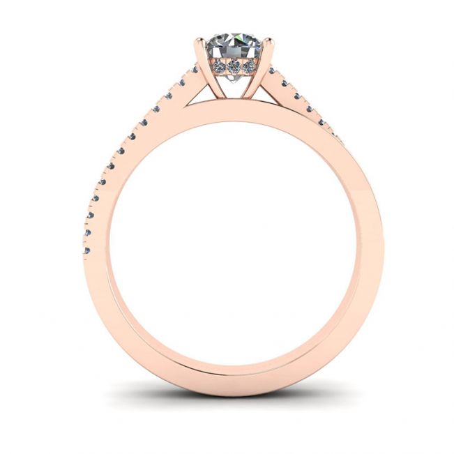 Asymmetrical Side Pave Engagement Ring Rose Gold - Photo 1