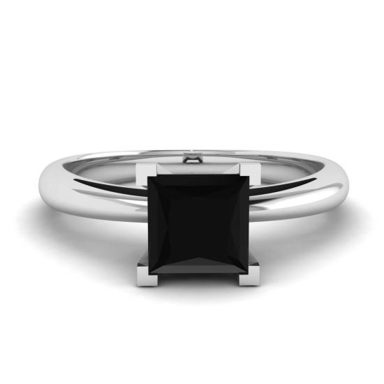 1 Carat Black Diamond Solitaire Ring White Gold, Enlarge image 1