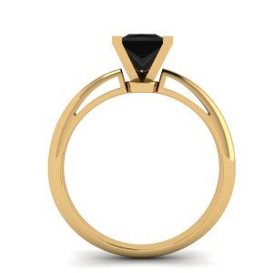 Square Black Diamond Ring Yellow Gold - Photo 1