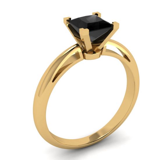 Square Black Diamond Ring Yellow Gold,  Enlarge image 4