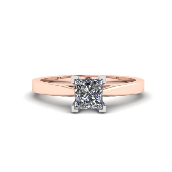 Square Diamond Ring in White and Rose Gold, Enlarge image 1
