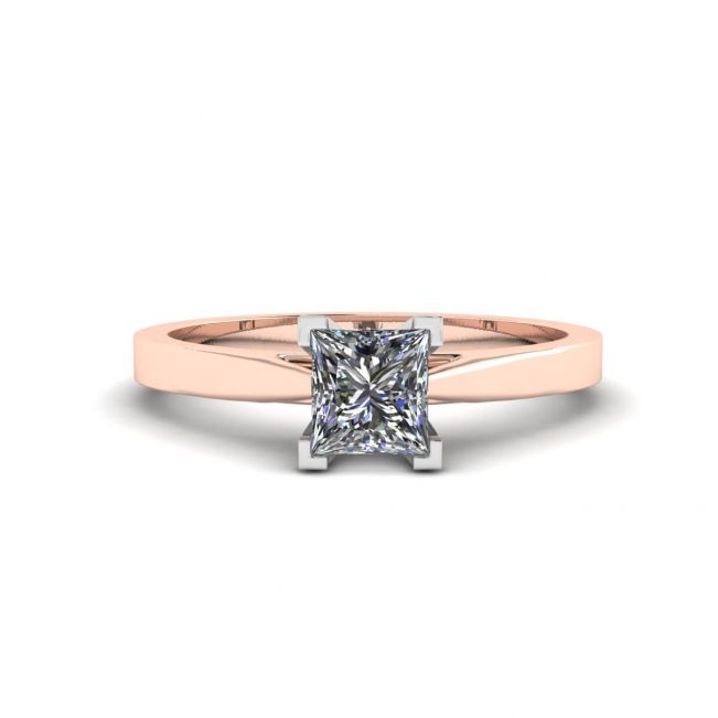 Square Diamond Ring in White and Rose Gold