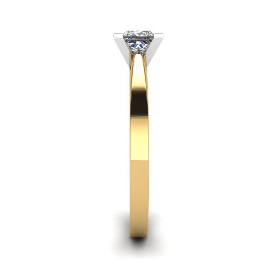 Futuristic Style Princess Cut Diamond Ring in Yellow Gold, More Image 1