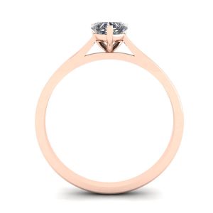 Simple Flat Ring with Heart Diamond Rose Gold - Photo 1