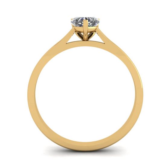 Simple Flat Ring with Heart Diamond Yellow Gold,  Enlarge image 2