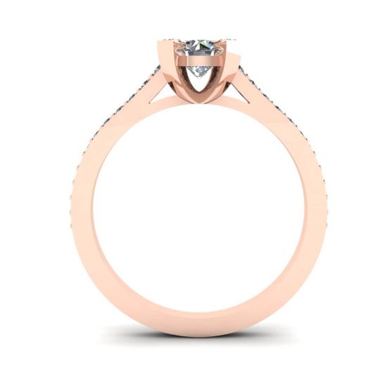 Designer Ring with Round Diamond and Pave Rose Gold,  Enlarge image 2