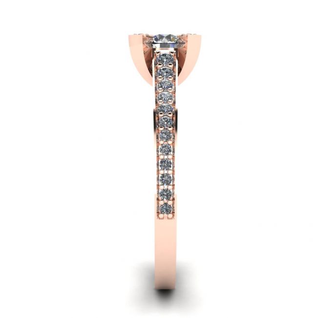 Designer Ring with Round Diamond and Pave Rose Gold - Photo 2