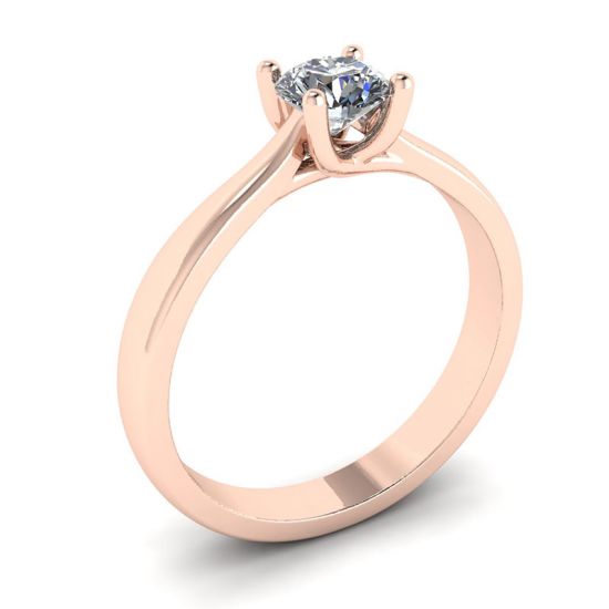 Crossing Prongs Ring with Round Diamond 18K Rose Gold,  Enlarge image 4