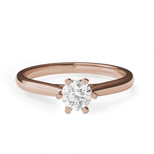 Crown diamond 6-prong engagement ring in rose gold