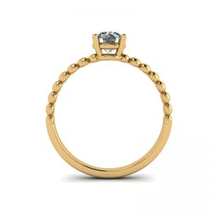 Round Diamond Solitaire on Beaded Ring in Yellow Gold - Photo 1