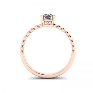 Round Diamond Solitaire on Beaded Ring in Rose Gold - Photo 1