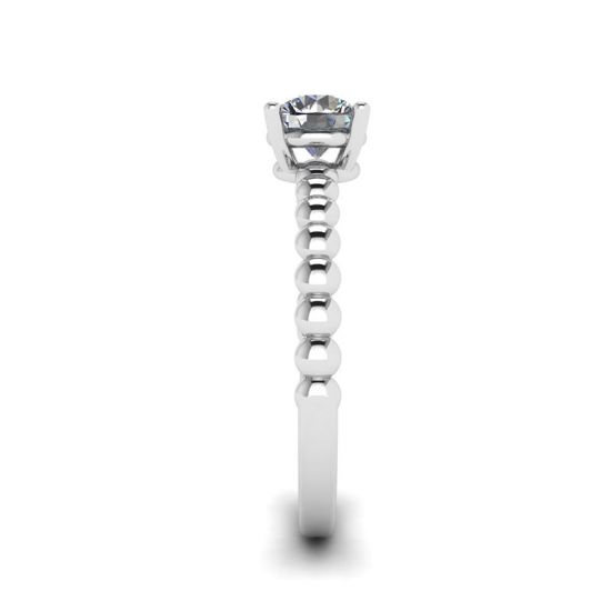 Round Diamond Solitaire on Beaded Ring in White Gold, More Image 1