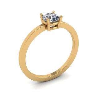 Round Diamond Solitaire Simple 18K Yellow Gold Ring - Photo 3