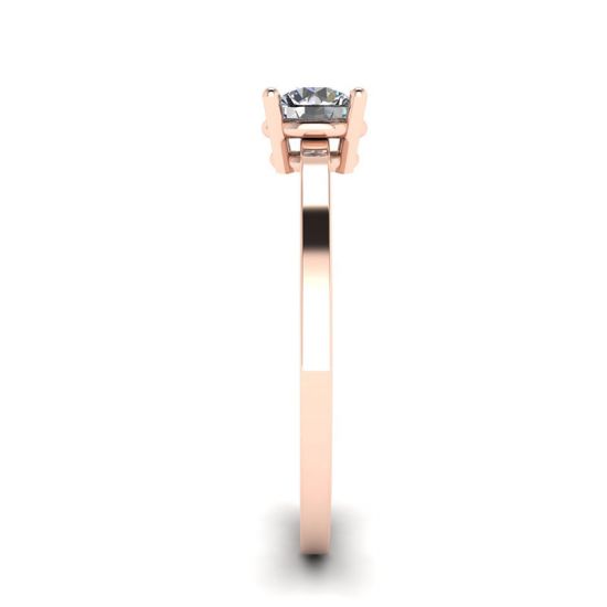 Round Diamond Solitaire Simple 18K Rose Gold Ring,  Enlarge image 3