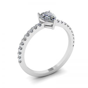 Pear Diamond Ring with Side Pave White Gold - Photo 3