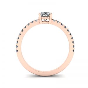 Pear Diamond Ring with Side Pave Rose Gold - Photo 1