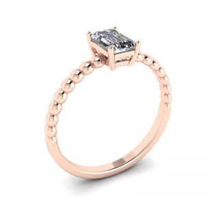 Bearded Ring with Emerald Cut Diamond Rose Gold - Photo 3