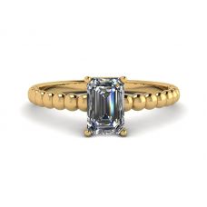 Bearded Ring with Emerald Cut Diamond Yellow Gold