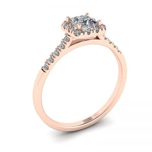 Halo Princess Cut Diamond Ring in Rose Gold - Photo 3