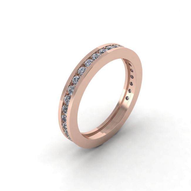 Channel Setting Eternity Diamond Ring Rose Gold - Photo 2
