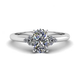 Oval Diamond with 3 Side Diamonds Ring Oval Diamond with 3 Side Diamonds Ring