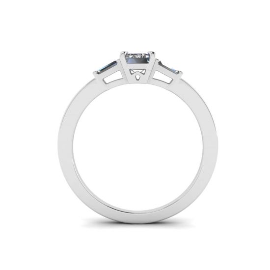 Emerald Cut and Side Baguette Diamond Ring, More Image 0