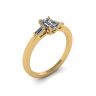 Emerald Cut and Side Baguette Diamond Ring Yellow Gold, Image 4
