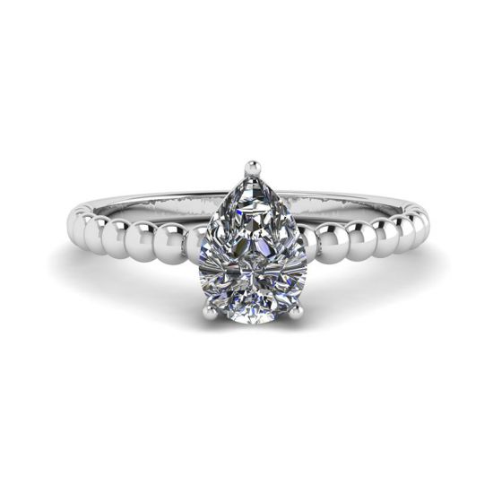Beaded Band Pear Cut Engagement Ring, Image 1
