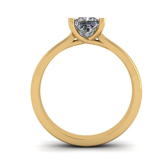 18K Yellow Gold Ring with Princess Cut Diamond, More Image 0