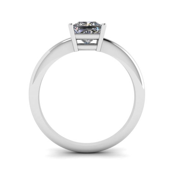 Princess Cut Simple Solitaire Ring in White Gold,  Enlarge image 2