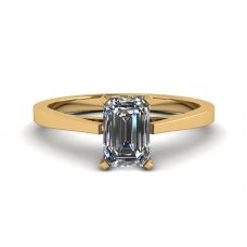 Futuristic Style Emerald Cut Diamond Ring in 18K Yellow Gold